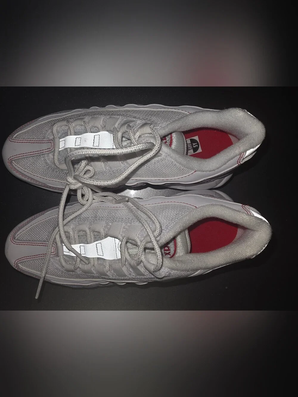 Brand New Nike Air Max 95 Sneakers Size 5Y in Light Gray with Red Accents No Box